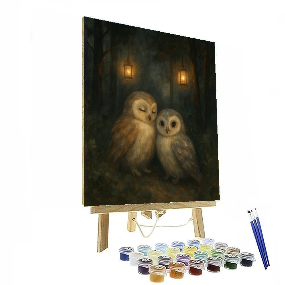 Owls In The Lantern Clearing paint by numbers