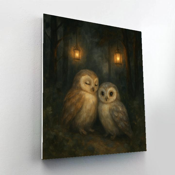 Owls In The Lantern Clearing paint by numbers