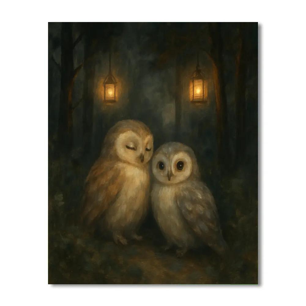 Owls In The Lantern Clearing paint by numbers