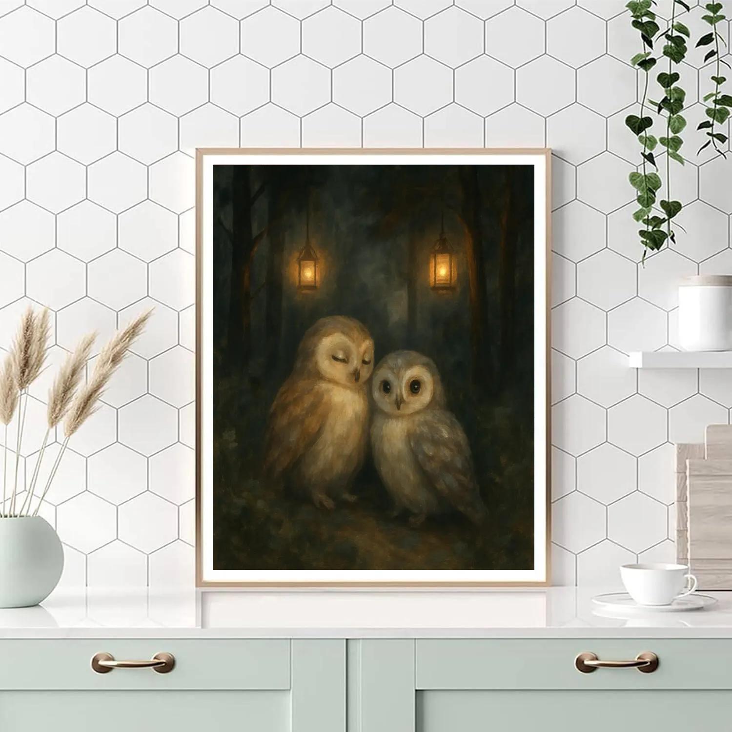 Owls In The Lantern Clearing paint by numbers