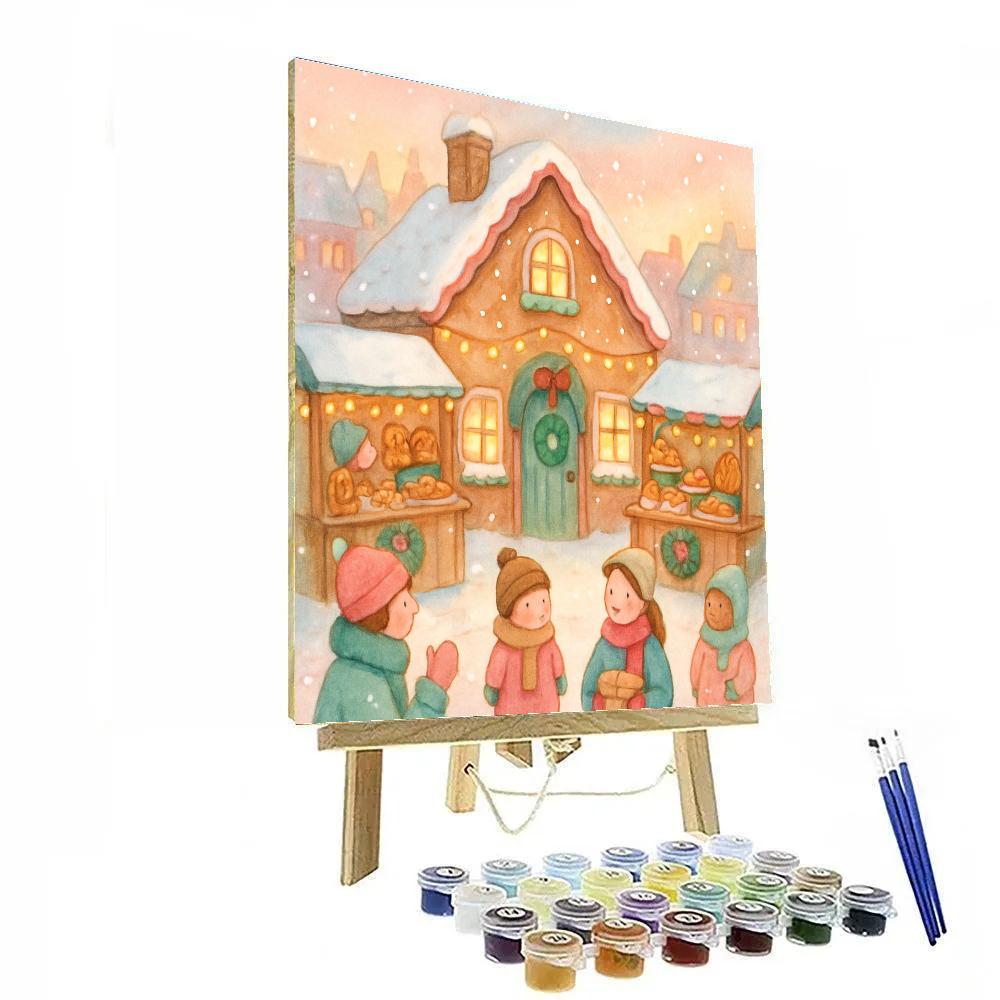 Gingerbread Cottage Market Numbered painting kits
