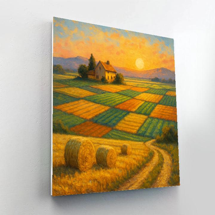 Patchwork Farm At Dawn paint by color