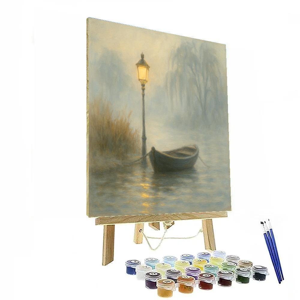 Foggy Lantern Rowboat paint by numbers