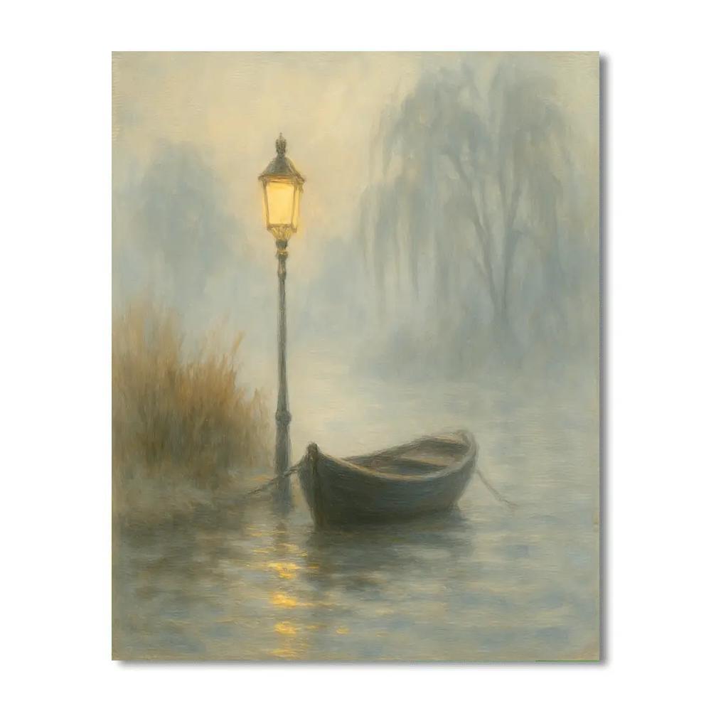 Foggy Lantern Rowboat paint by numbers