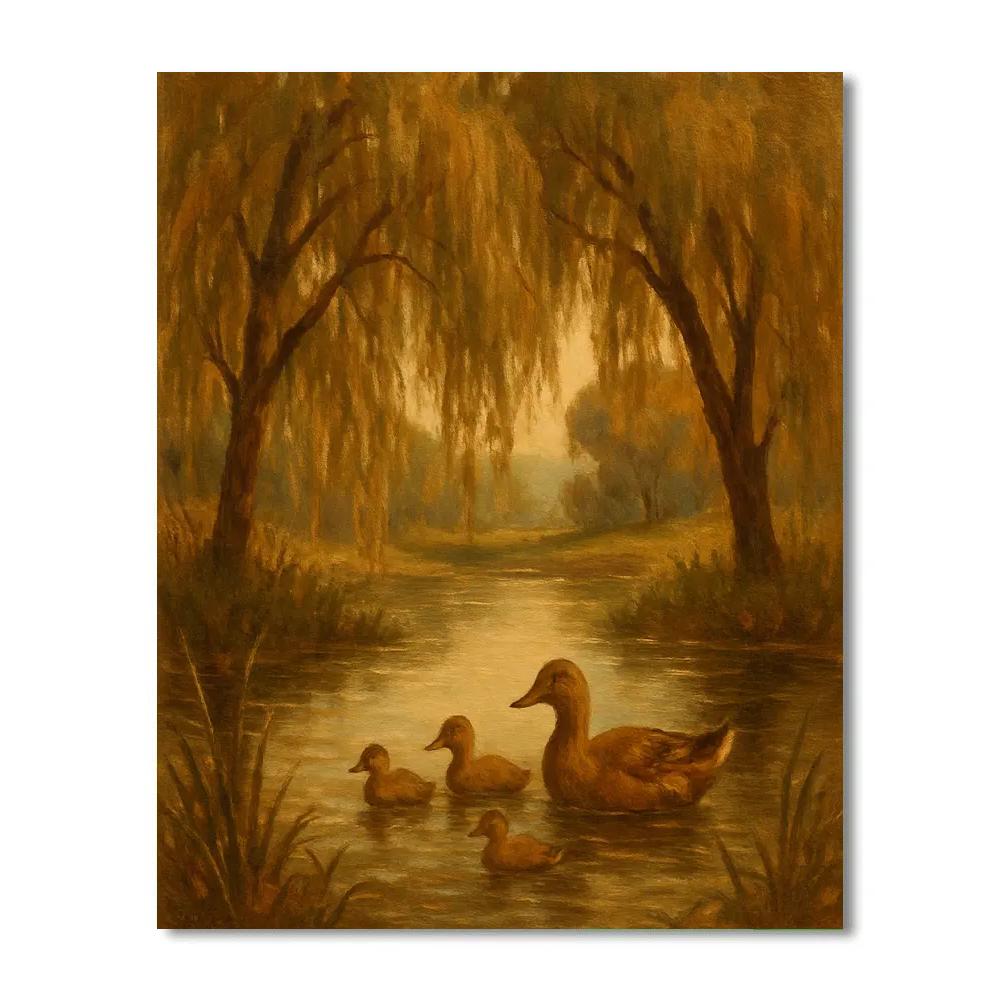 Ducks At The Willow Mirror DIY paint by numbers