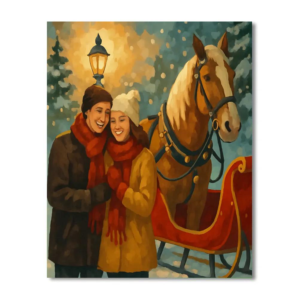 Sleigh Bells Embrace Painting by numbers kit