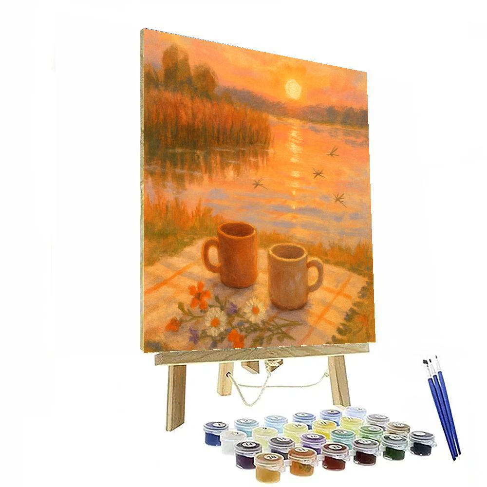 Sunset Picnic By The Reedbed Number painting