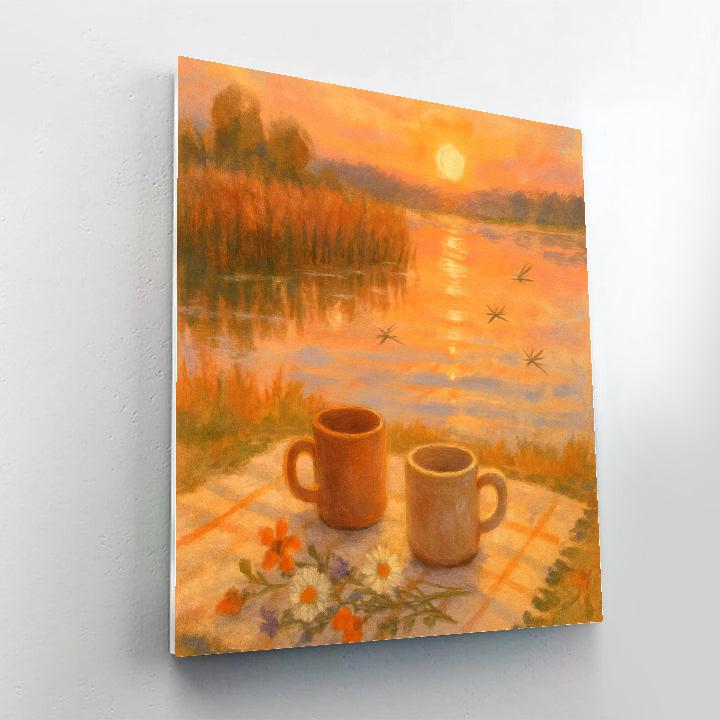 Sunset Picnic By The Reedbed Number painting