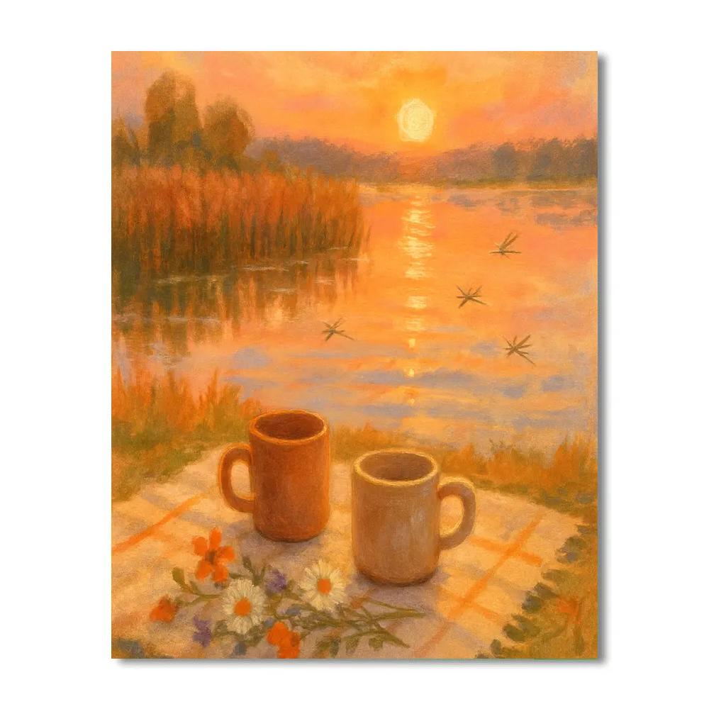 Sunset Picnic By The Reedbed Number painting