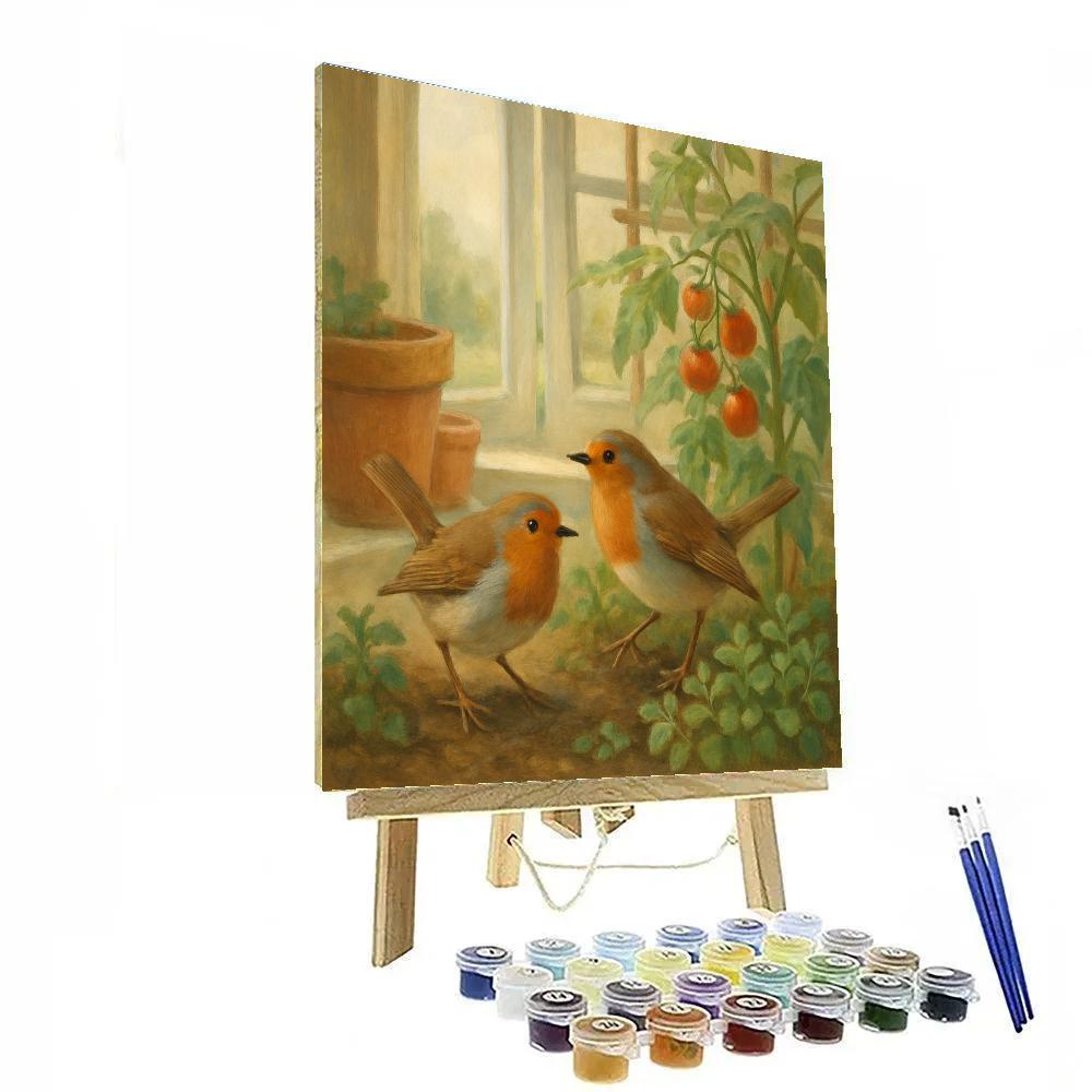 Robins In The Kitchen Garden Paint by numbers kits