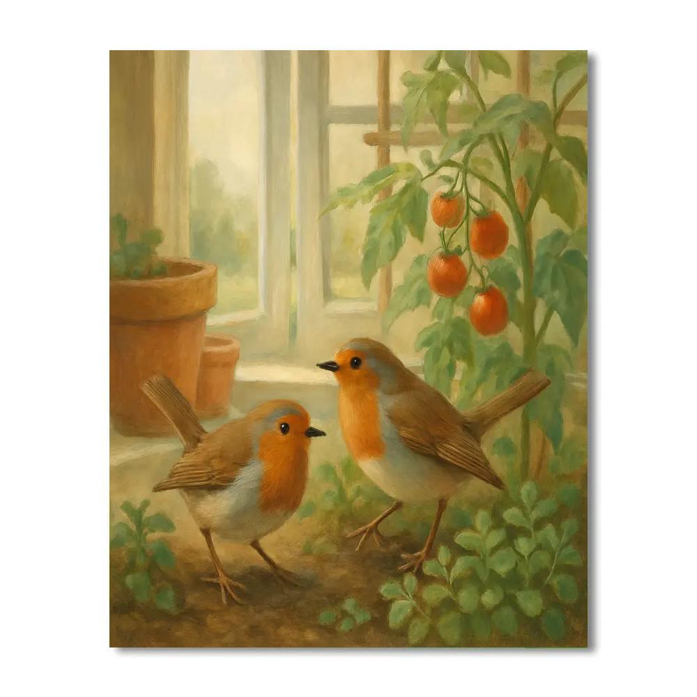 Robins In The Kitchen Garden Paint by numbers kits