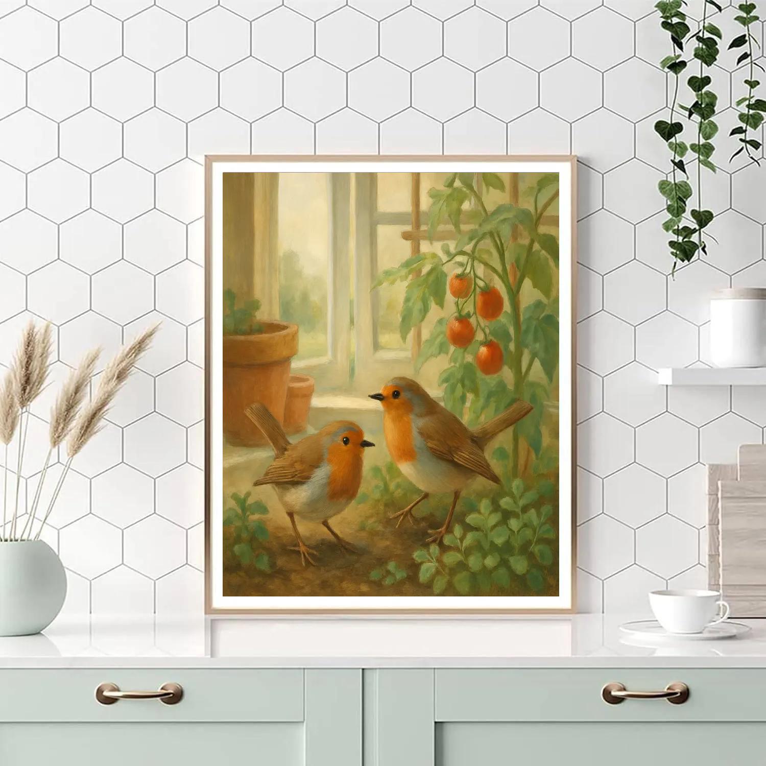 Robins In The Kitchen Garden Paint by numbers kits