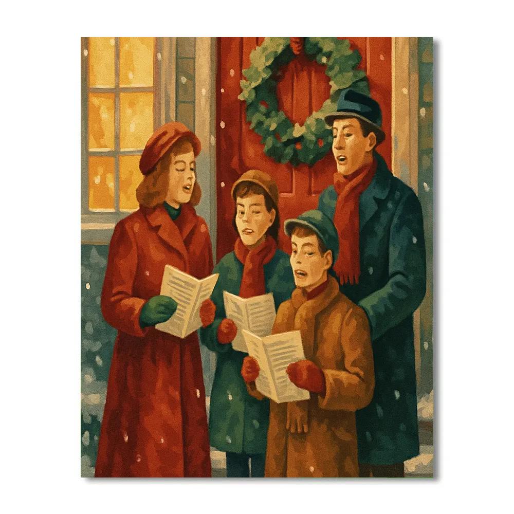 Caroling At The Door DIY paint by numbers