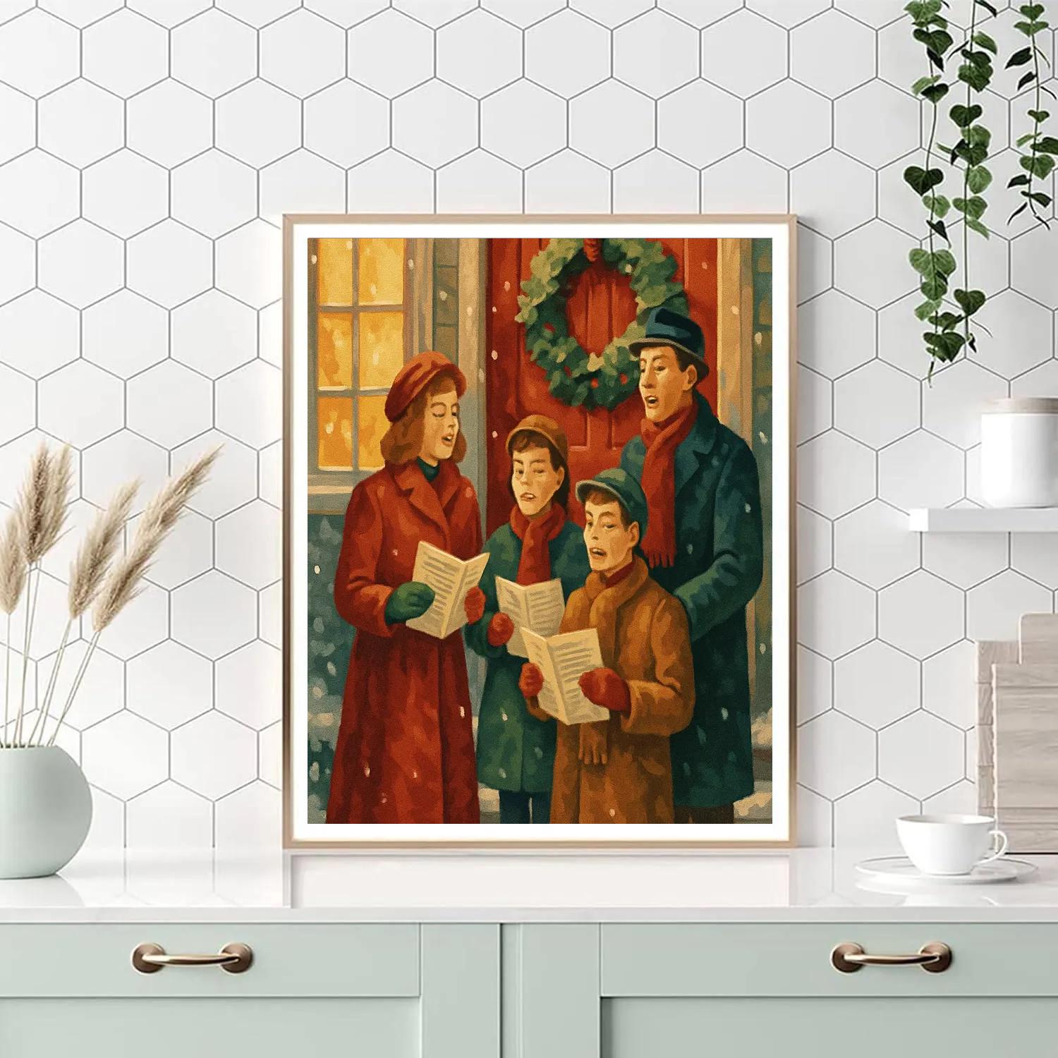 Caroling At The Door DIY paint by numbers