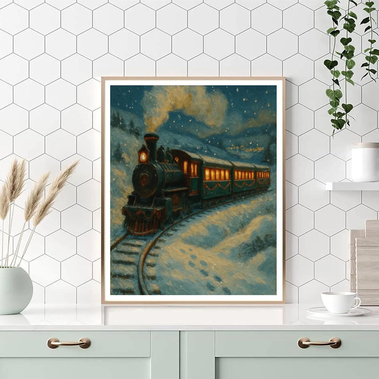 Wintry Train Of Wishes Paint by numbers kits