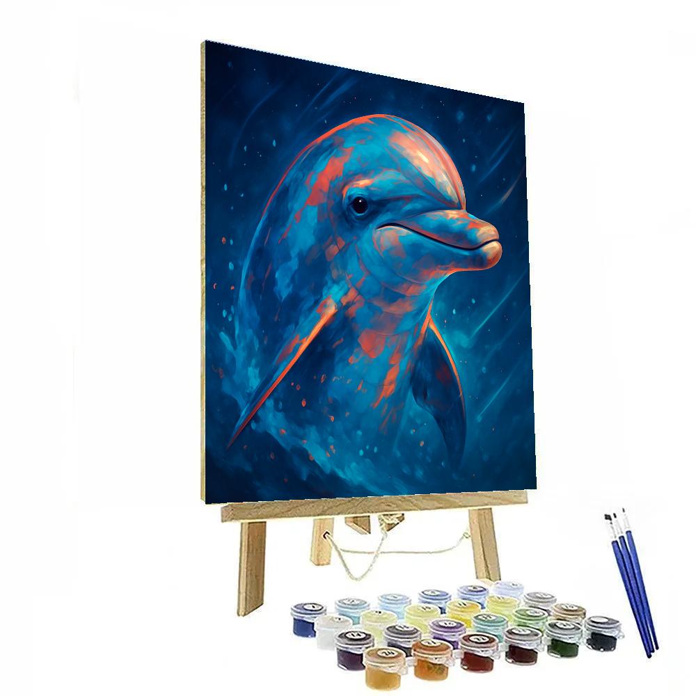 Cobalt Dolphin Surge paint by numbers
