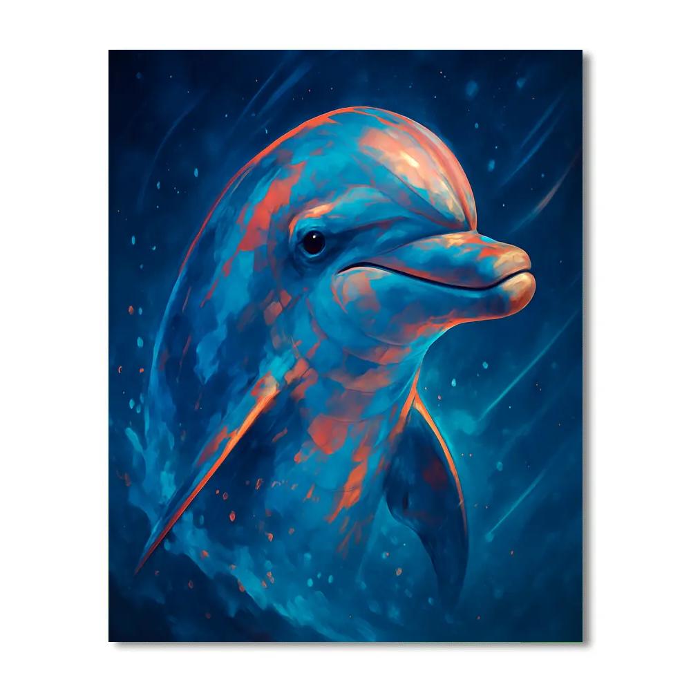 Cobalt Dolphin Surge paint by numbers