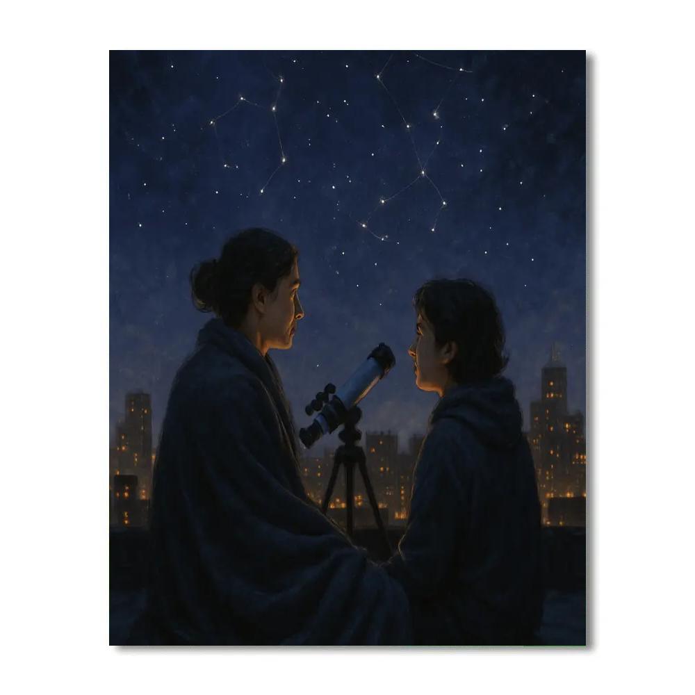 City Rooftop Stargazing paint by color