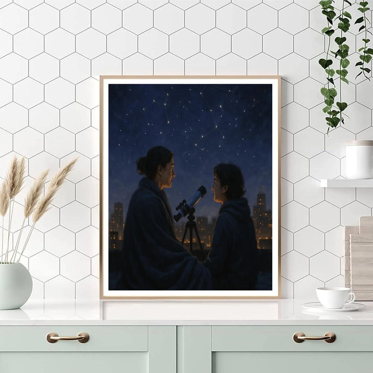 City Rooftop Stargazing paint by color