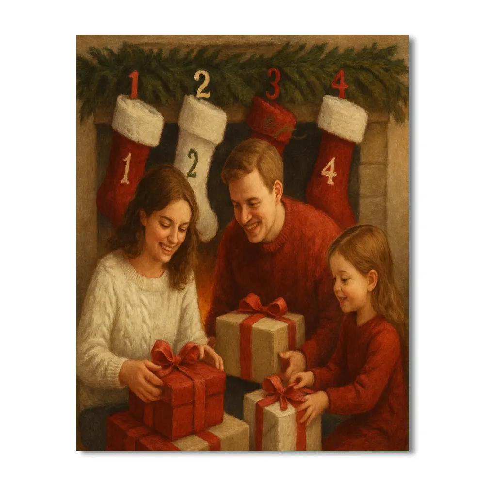 Gifts By The Fireplace Paint by numbers art