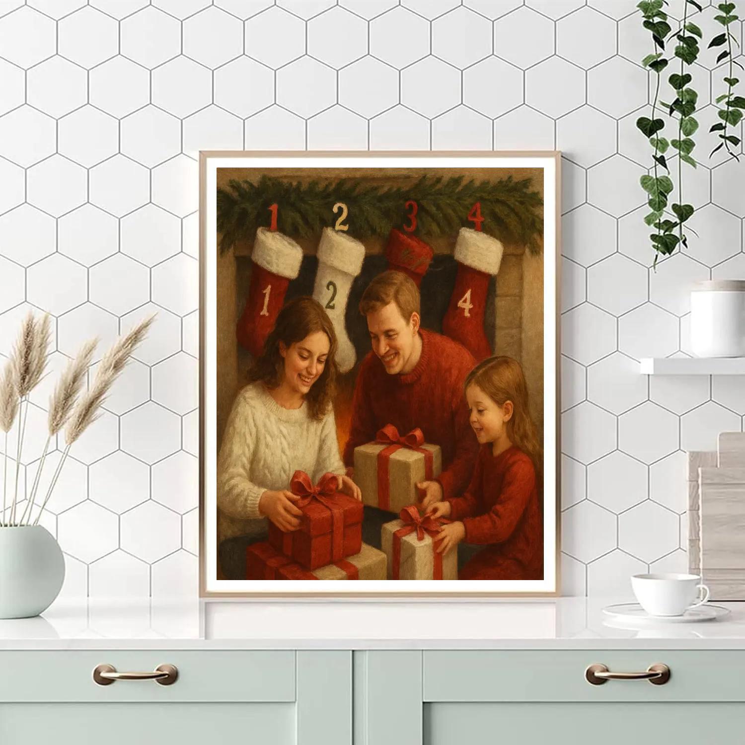 Gifts By The Fireplace Paint by numbers art