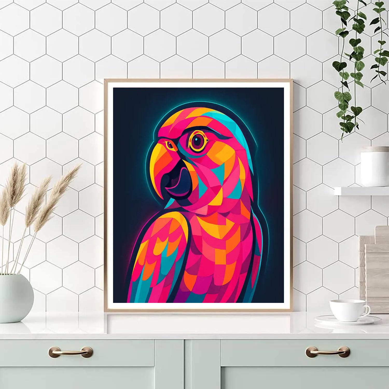 Retro Parrot Mosaic paint by color