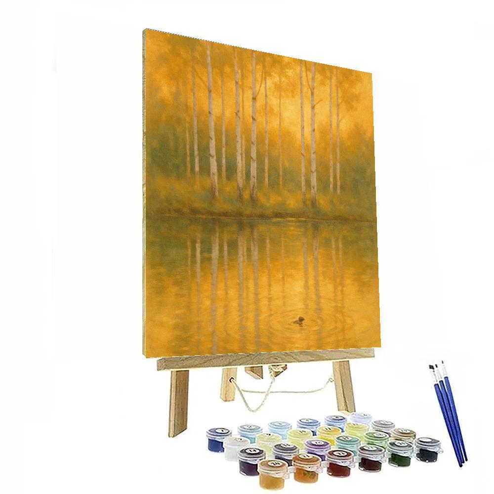 Golden Hour Birch Reflection Paint by numbers art