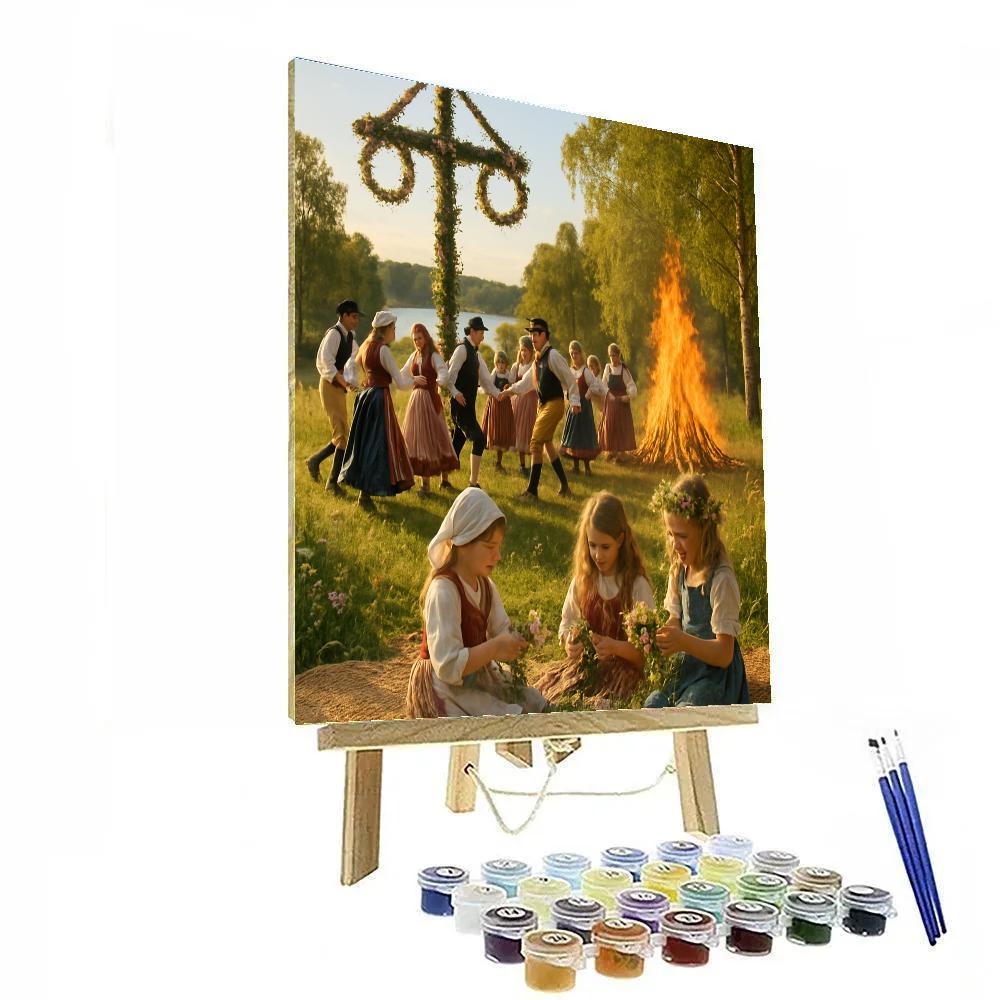 Midsummer Bonfire In Sweden paint by number