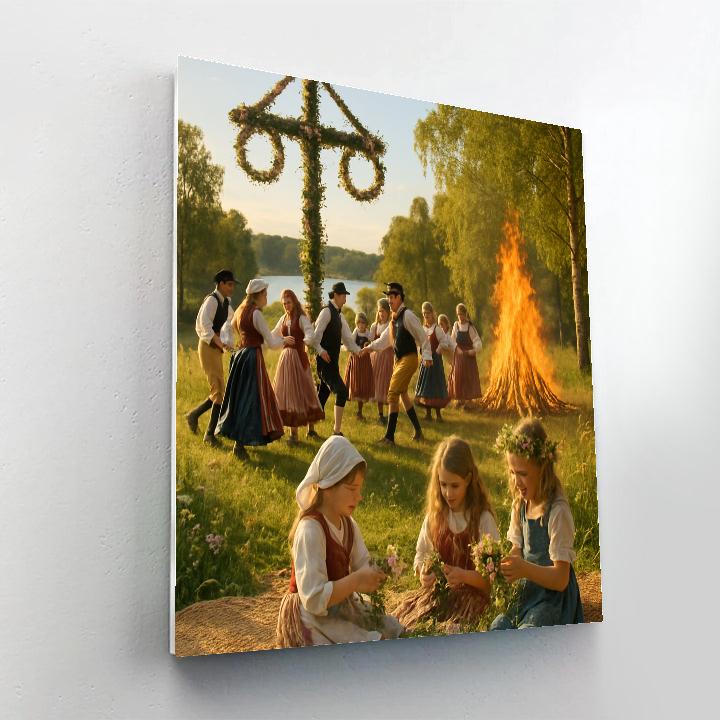 Midsummer Bonfire In Sweden paint by number
