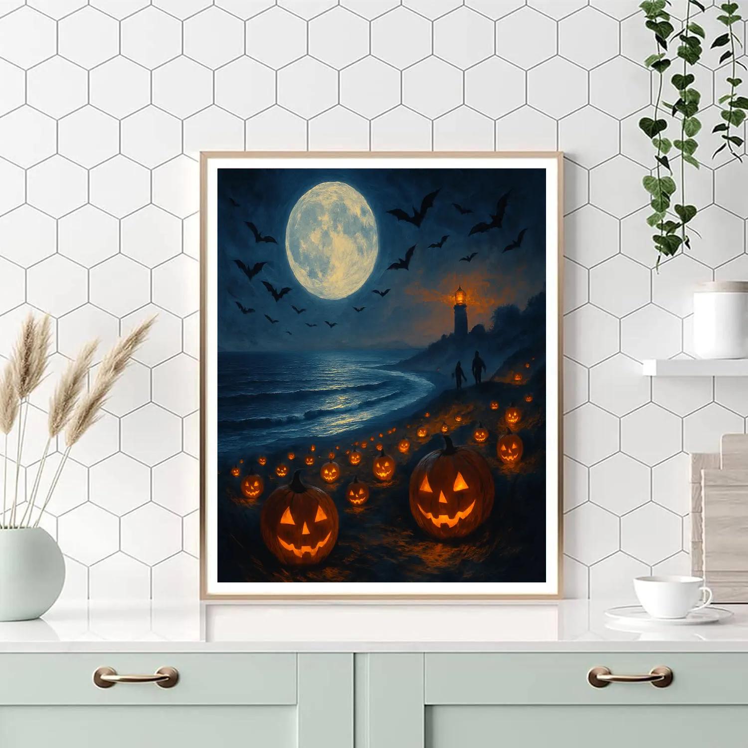 Crescent Moon Pumpkin Cove DIY paint by numbers