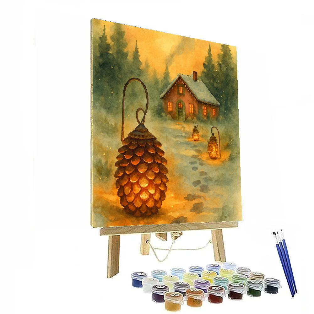 Pinecone Lantern Path paint by number