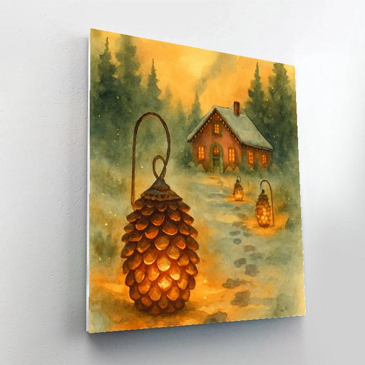 Pinecone Lantern Path paint by number