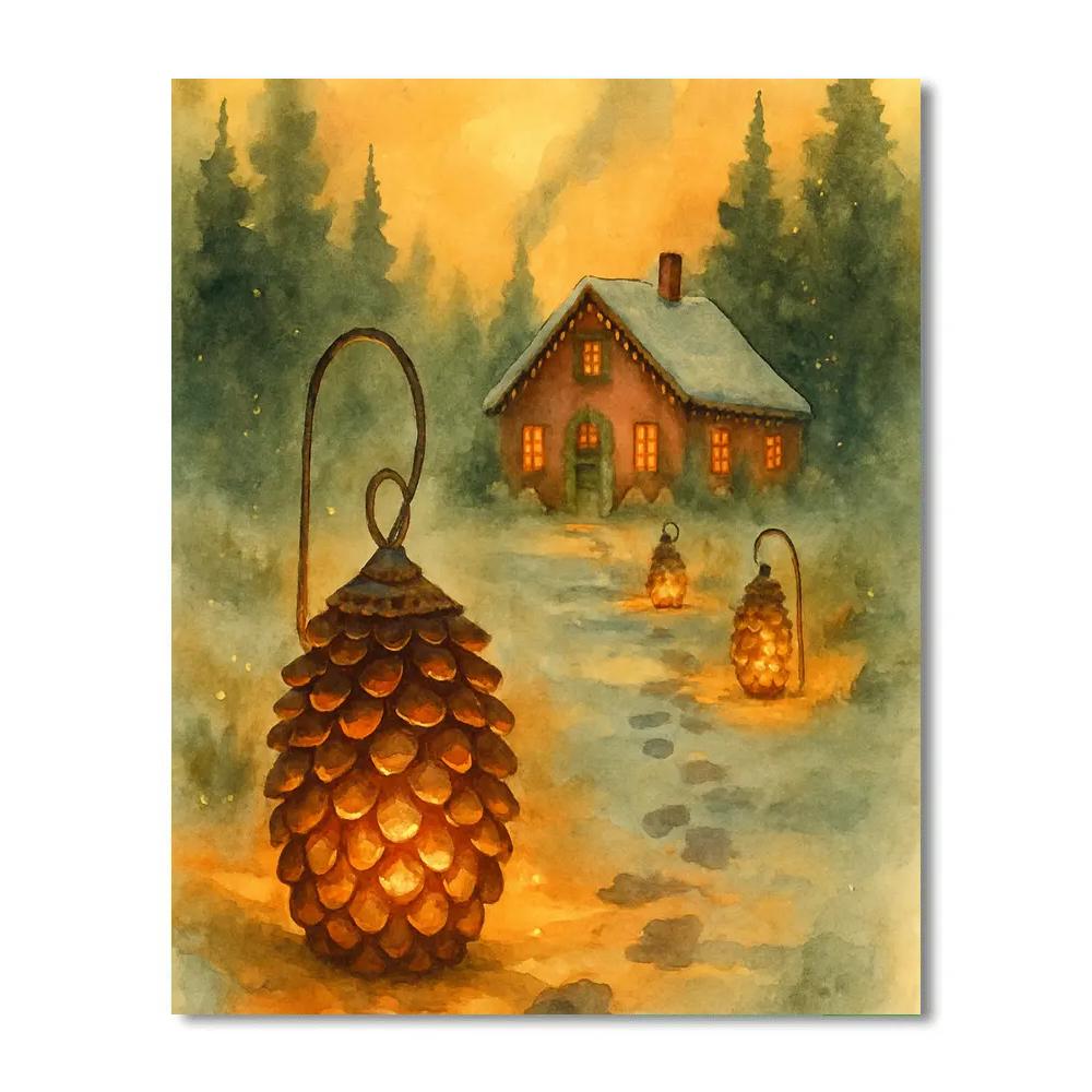 Pinecone Lantern Path paint by number