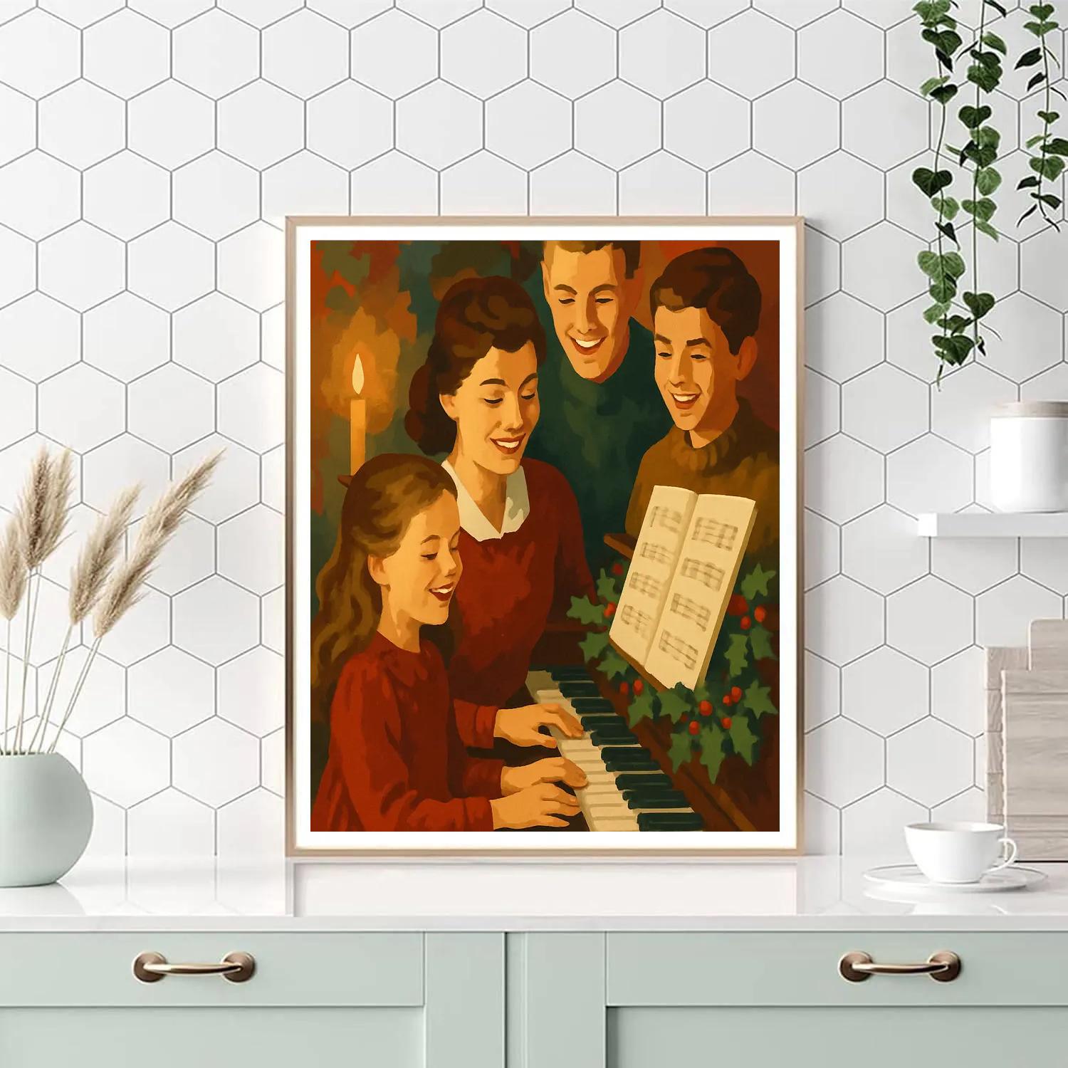 Piano Beneath Holly painting number kit