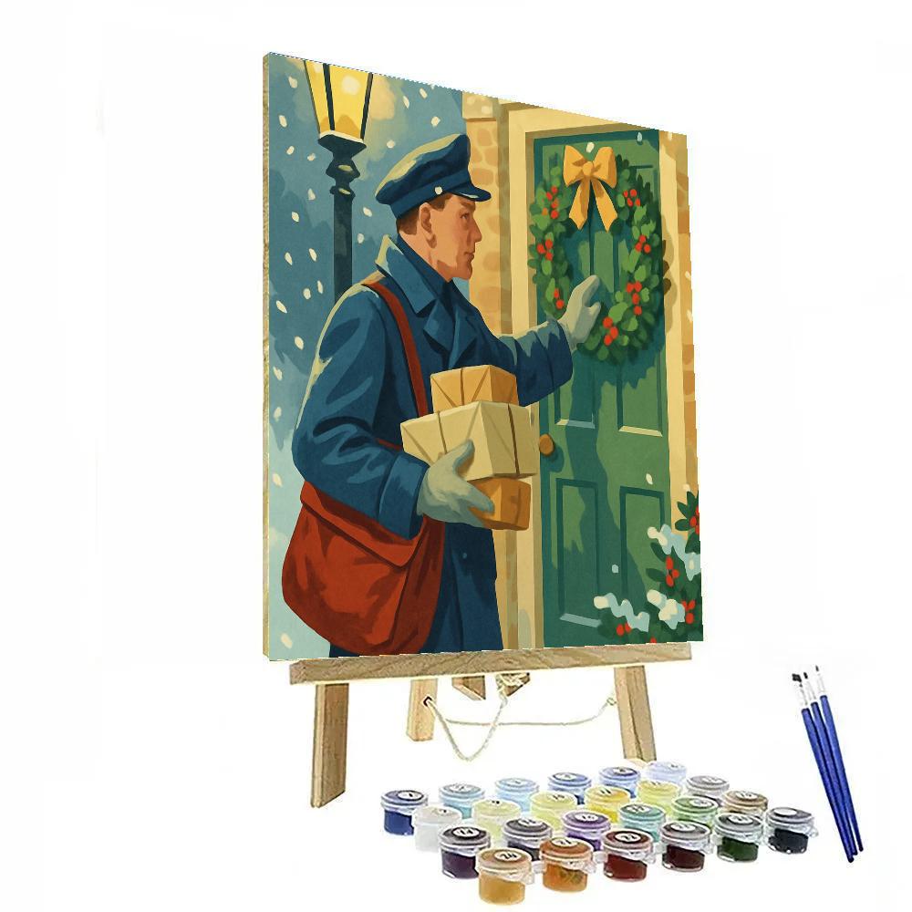 Snowbound Postman Painting by numbers kit