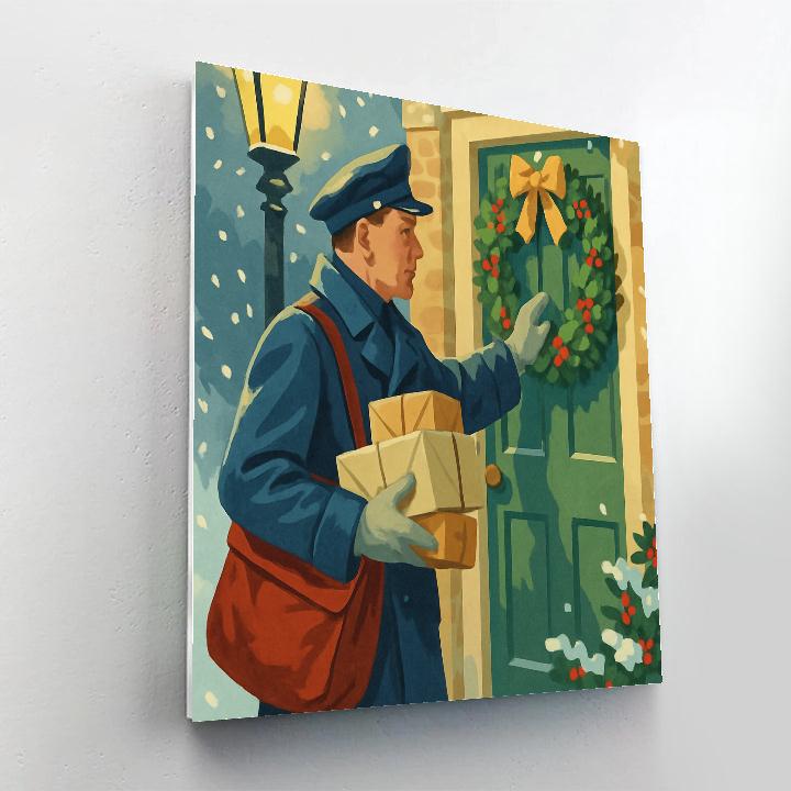 Snowbound Postman Painting by numbers kit