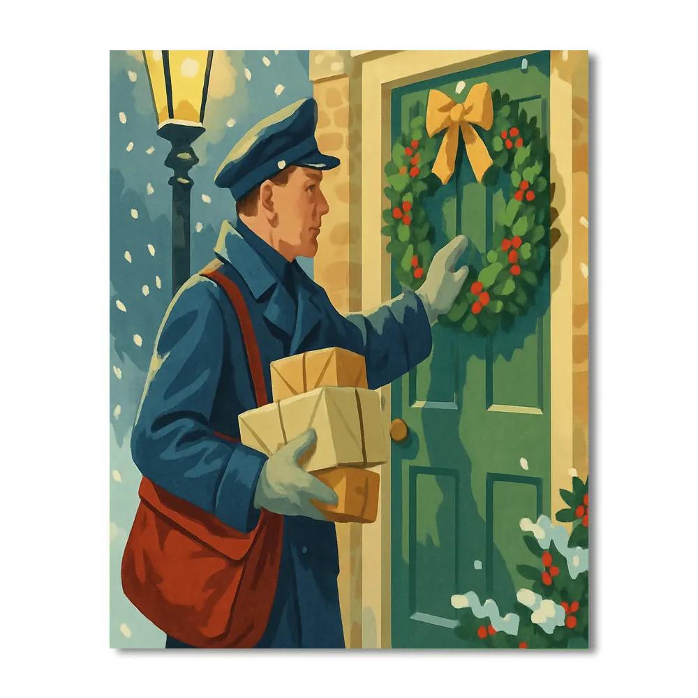 Snowbound Postman Painting by numbers kit