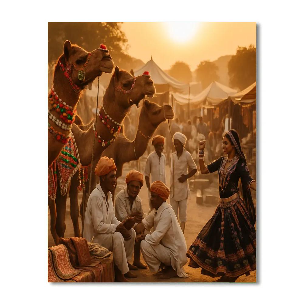 Pushkar Camel Fair Trade And Dance painting number kit