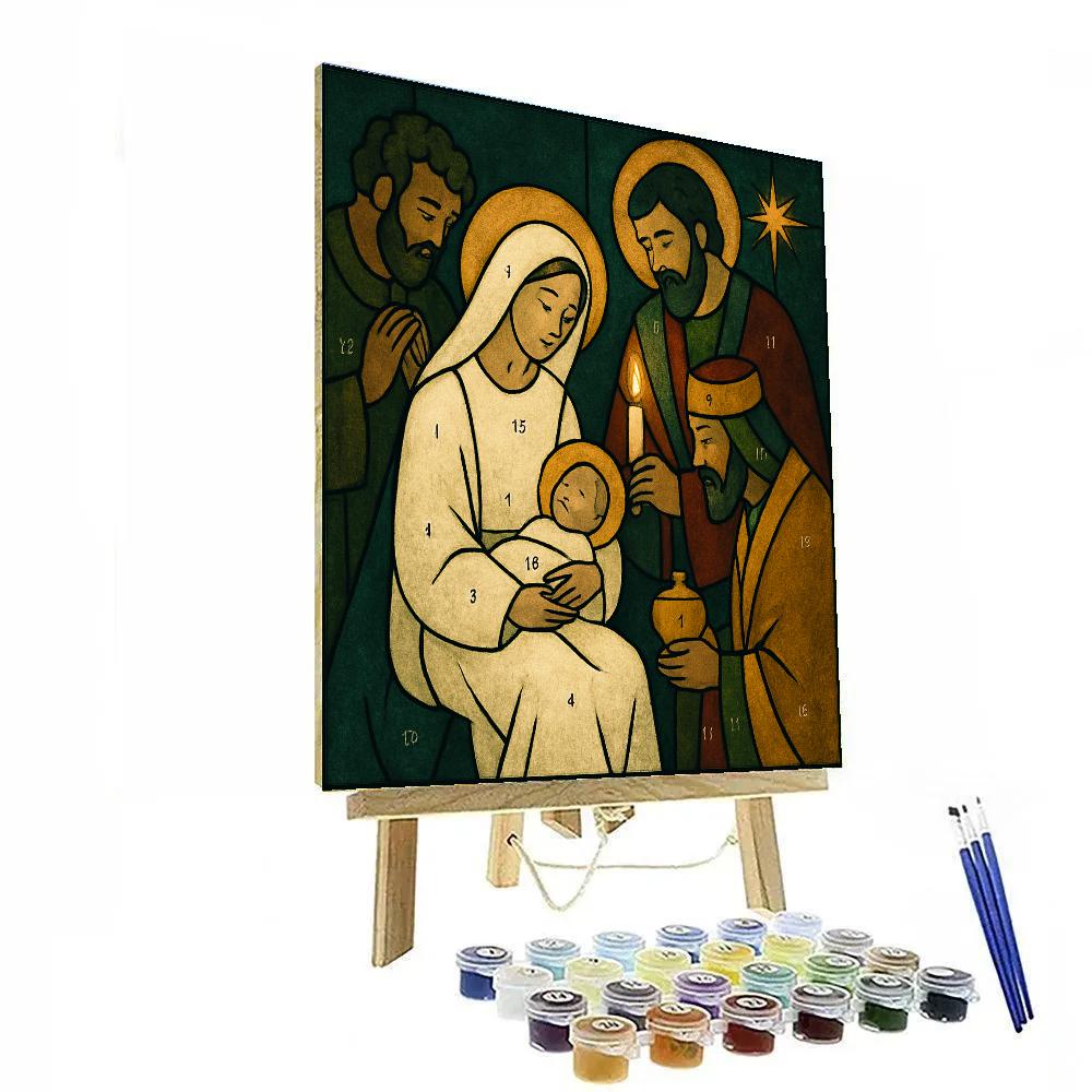 Midnight Nativity Glow Numbered painting kits