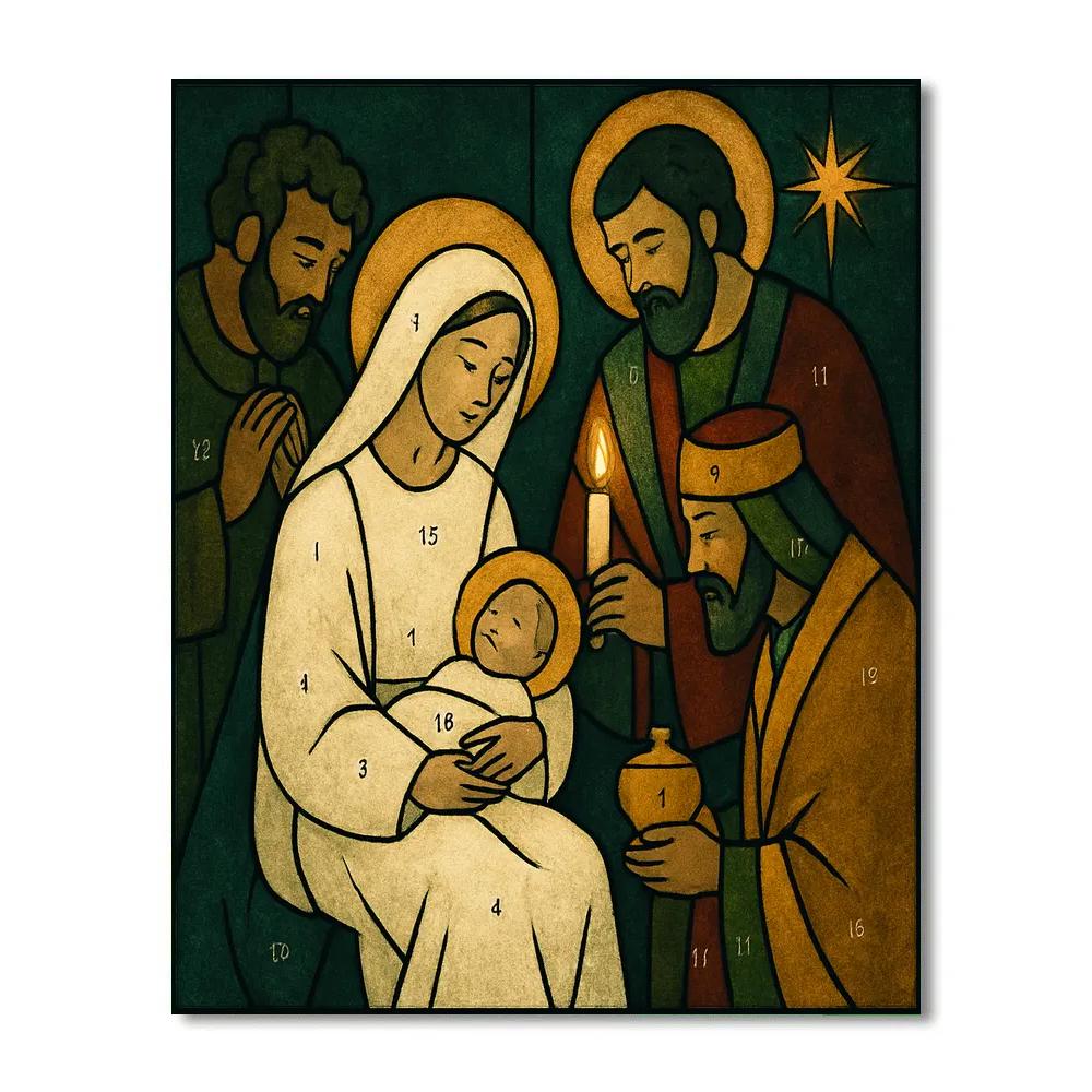 Midnight Nativity Glow Numbered painting kits