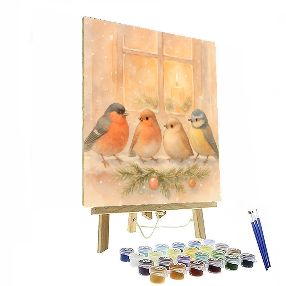 Snowy Window Bird Chorus Numbered painting kits