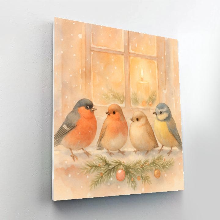 Snowy Window Bird Chorus Numbered painting kits