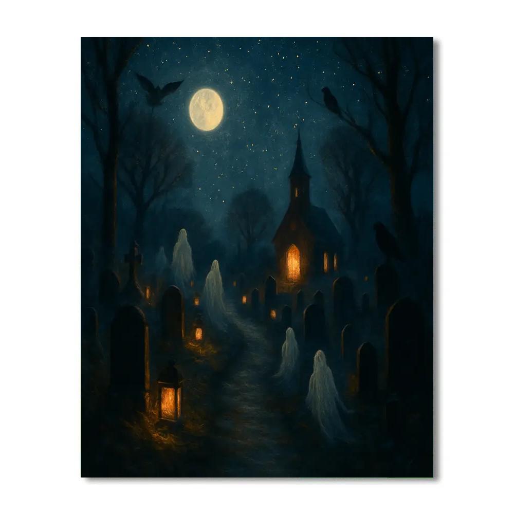 Starlit Cemetery Lane Numbered painting kits