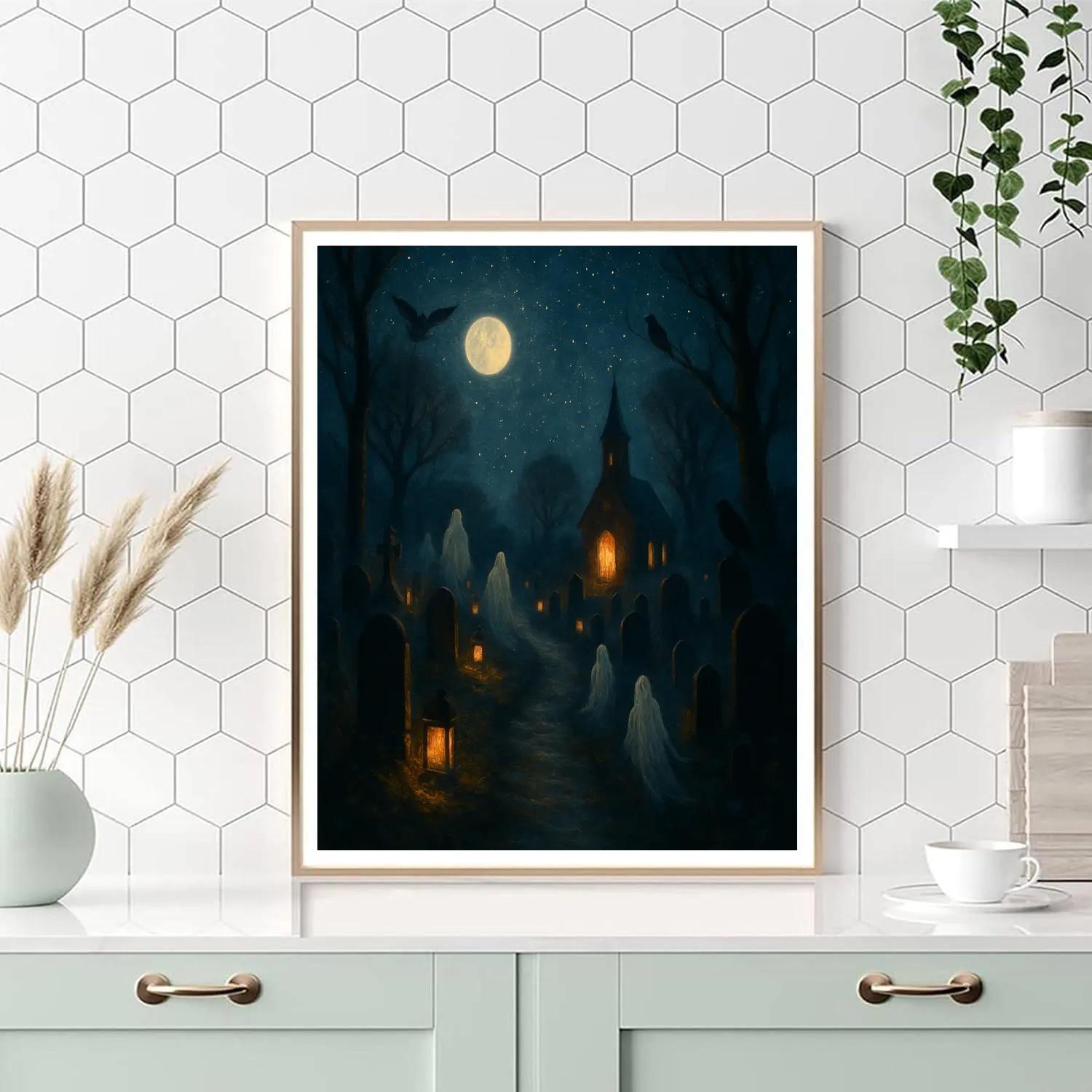 Starlit Cemetery Lane Numbered painting kits