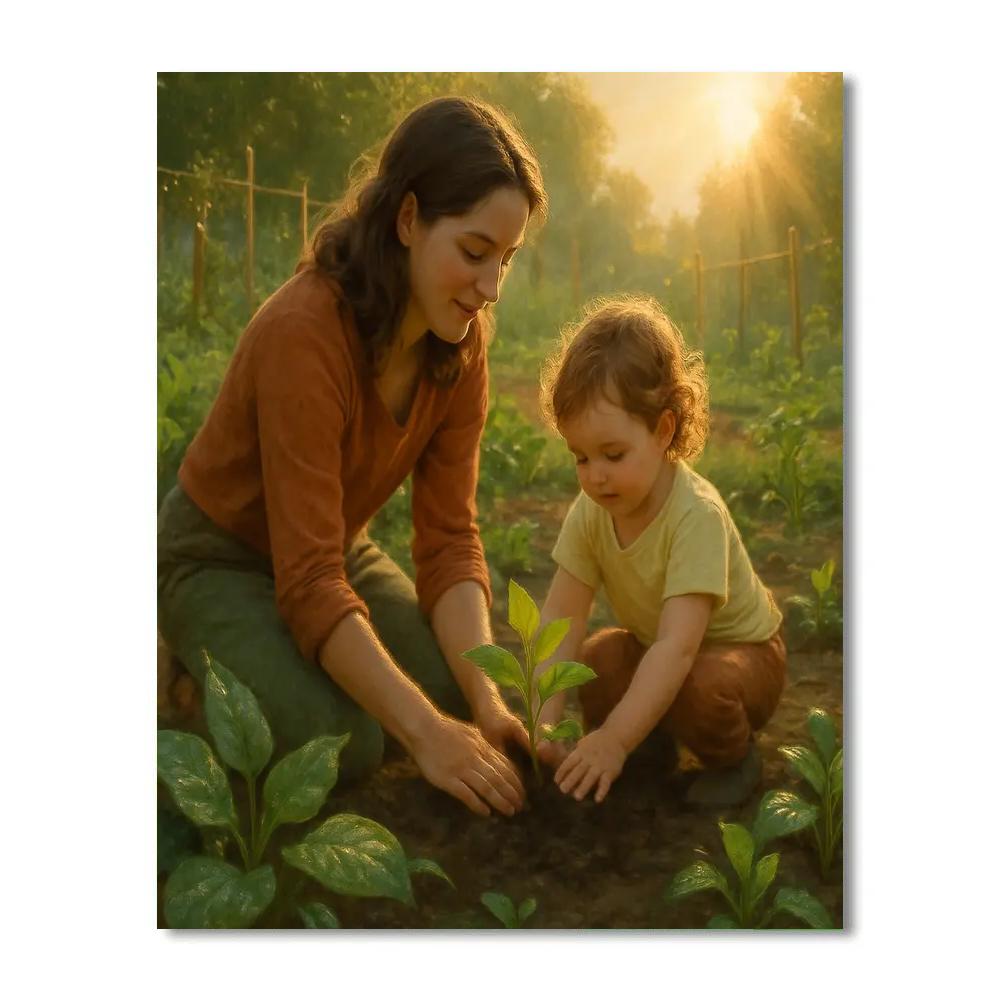 Planting Together At Dawn paint by numbers