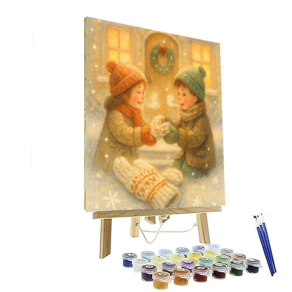 Warm Mittens Exchange Painting by numbers kit