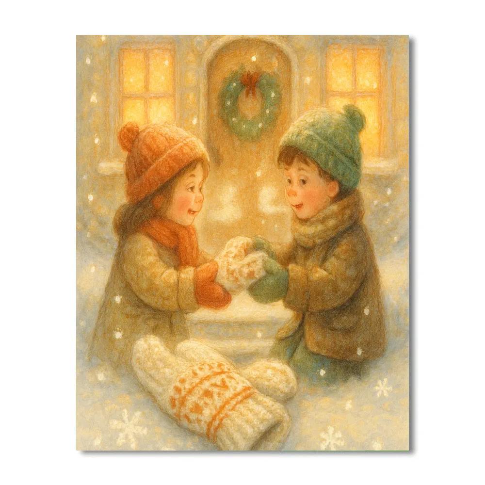 Warm Mittens Exchange Painting by numbers kit
