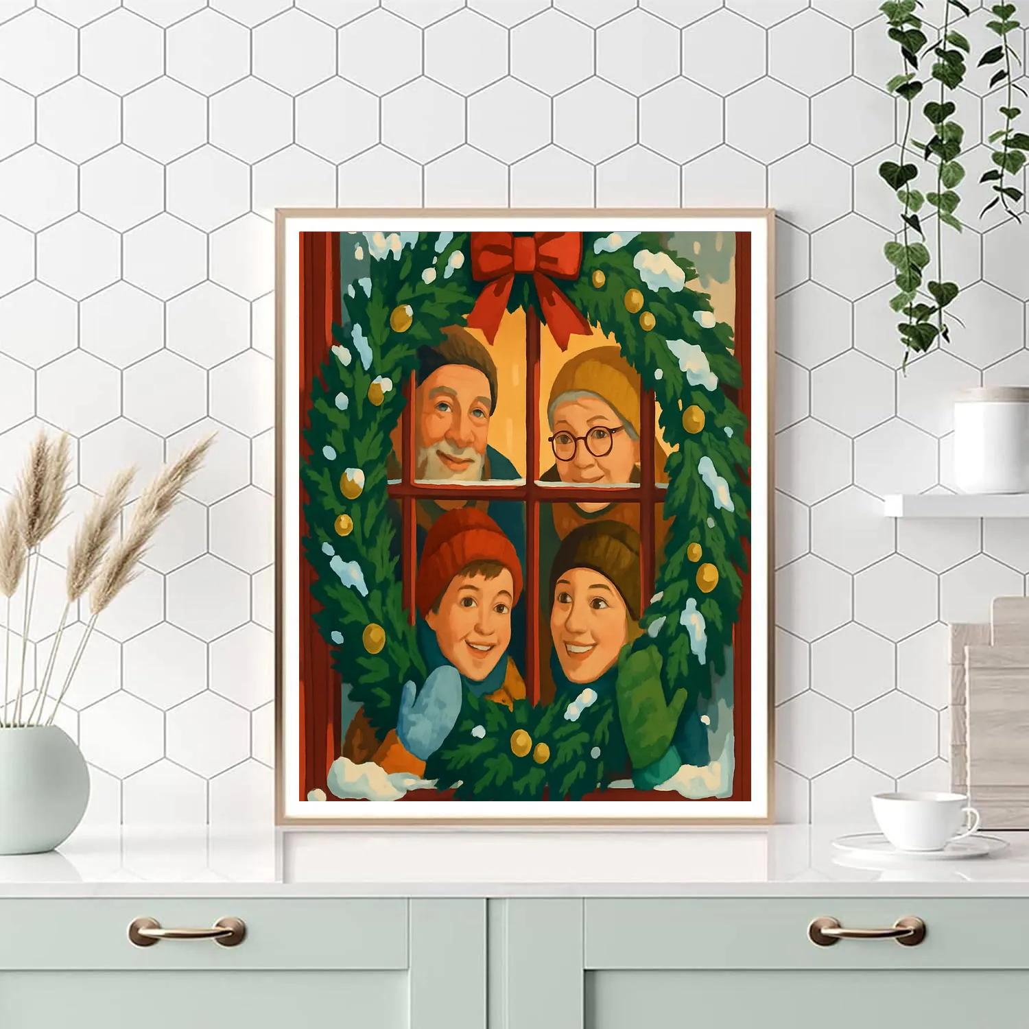 Window Wreath Wonder Painting by numbers kit