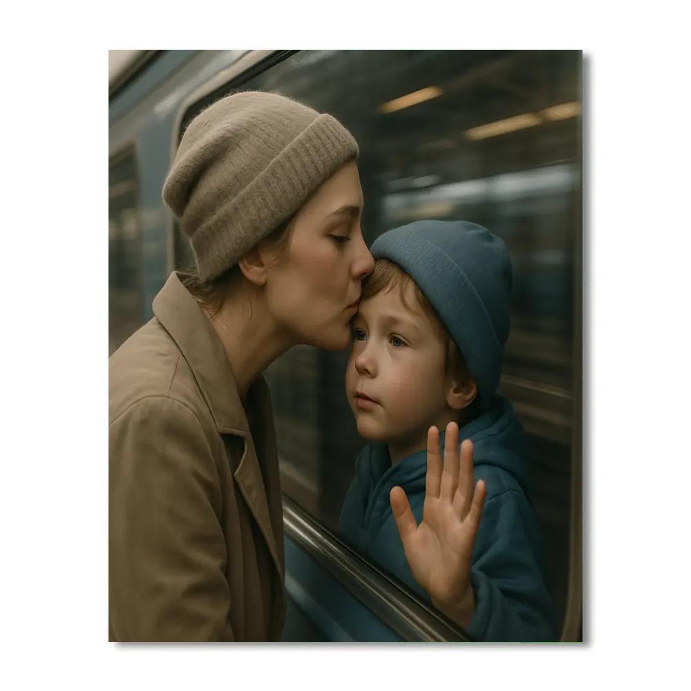 Train Window Goodbye Kiss paint by numbers