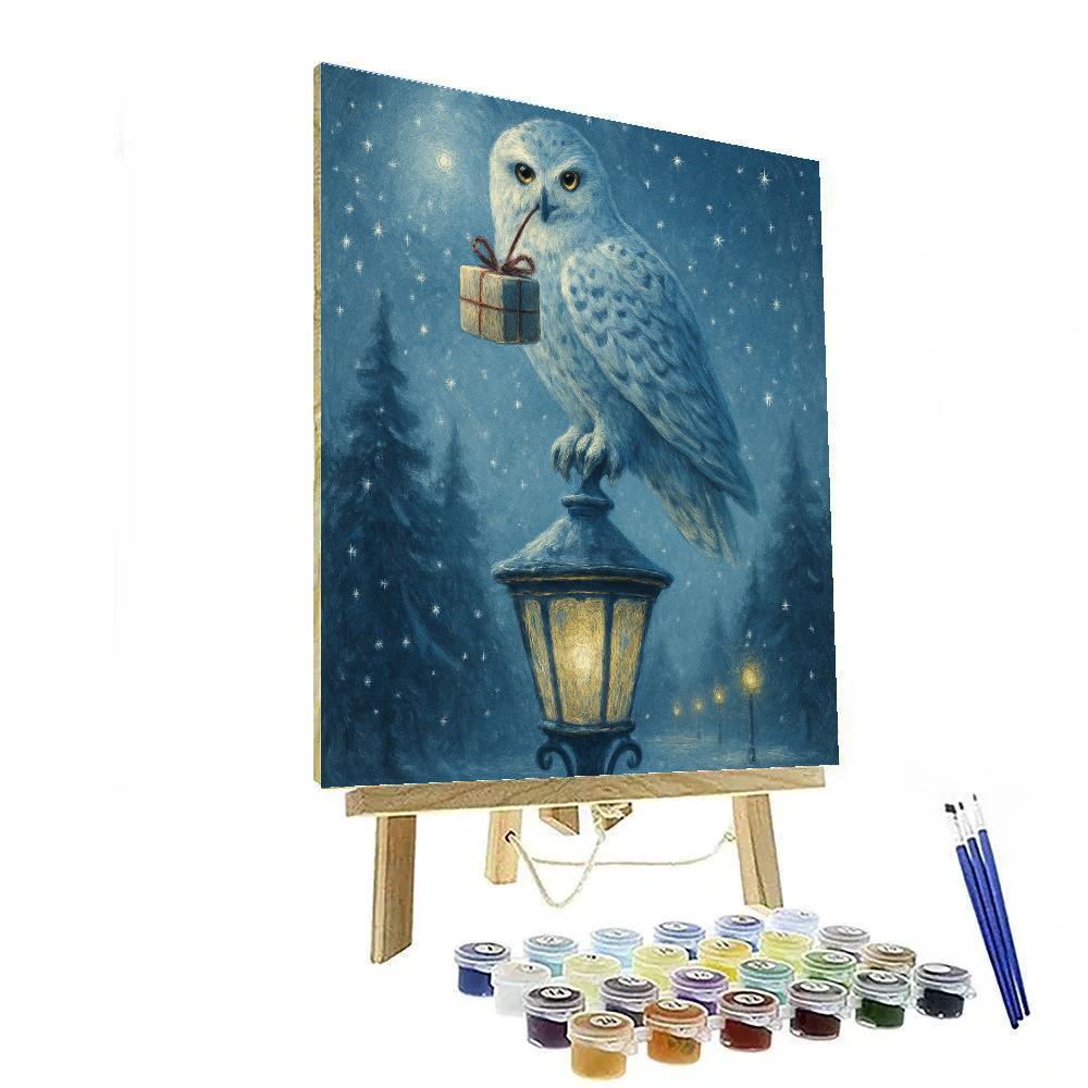 Silent Snow Owl Messenger Painting by numbers kit